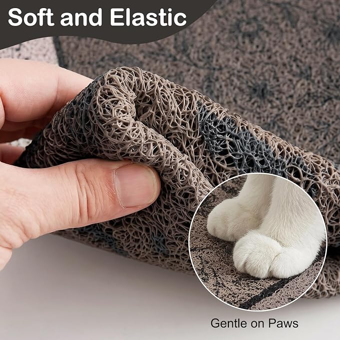 Glittme Cat Litter Mat, 24"x15" Non-Slip Washable Trapping Mat for Cats | Litter Trapping Mat With Thick PVC Coil To Catch Scatter, Soft On Paws And Waterproof Bottom To Protect Floors - Image 4