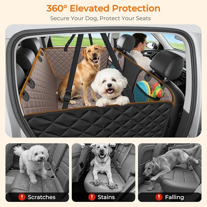 URPOWER Back Seat Extender for Dogs, Large Hard Bottom Dog Car Seat Cover | Supports 550 lbs, Stable 3-Panel Hard Bottom, Added High-Density Foam for Comfort, Waterproof 900D Oxford, 45% More Space - Image 8