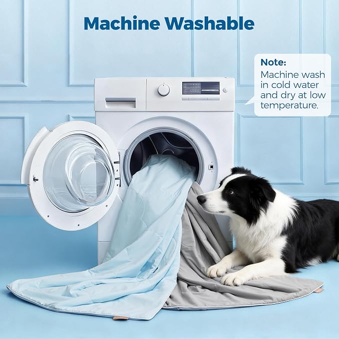 PPOLCA Cooling Waterproof Pet Blanket for Large Dogs - Q-MAX>0.5, Breathable Summer Cold Pet Blanket, Machine Washable Throw Sofa Protector, 50x60, Khaki - Image 7