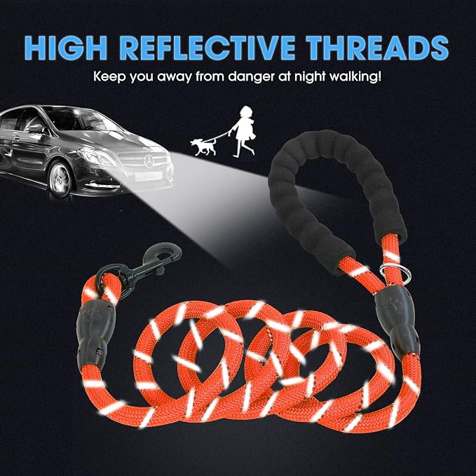 2/4/5/6 FT Dog Leash with Comfortable Padded Handle and Highly Reflective Threads for Small Medium and Large Dogs (4FT-1/2'', Red) - Image 4