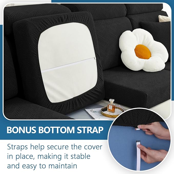hyha Individual Couch Cushion Covers, Sofa Seat Cushion Covers Washable | Stretch Dog Couch Cover, Elastic Bottom, Anti-Slip Protector, Ideal For Pets & Kids, Durable Sofa Slipcover, Back Cover M - Image 4