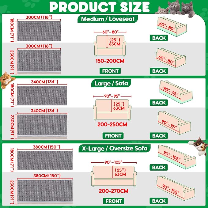 Loiion Cat Scratch Proof Furniture Protector Waterproof Sofa Cover 134"x91" | Pet-Friendly Couch Protector, Anti-Scratch & Anti-Slip Sofa Cover For Cats Dogs Kids, Machine Washable - Image 7