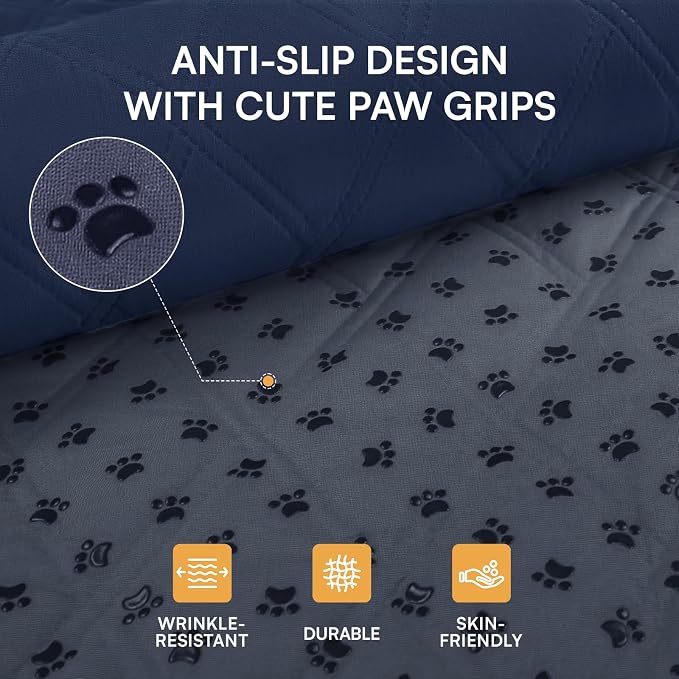Luciphia Waterproof Couch Cover for Dogs, Non-Slip Pet Sofa Protector | Non-slip waterproof couch cover scratch-resistant machine washable protects sofa bed from spills fur, Navy Blue, 40" x 50" - Image 3