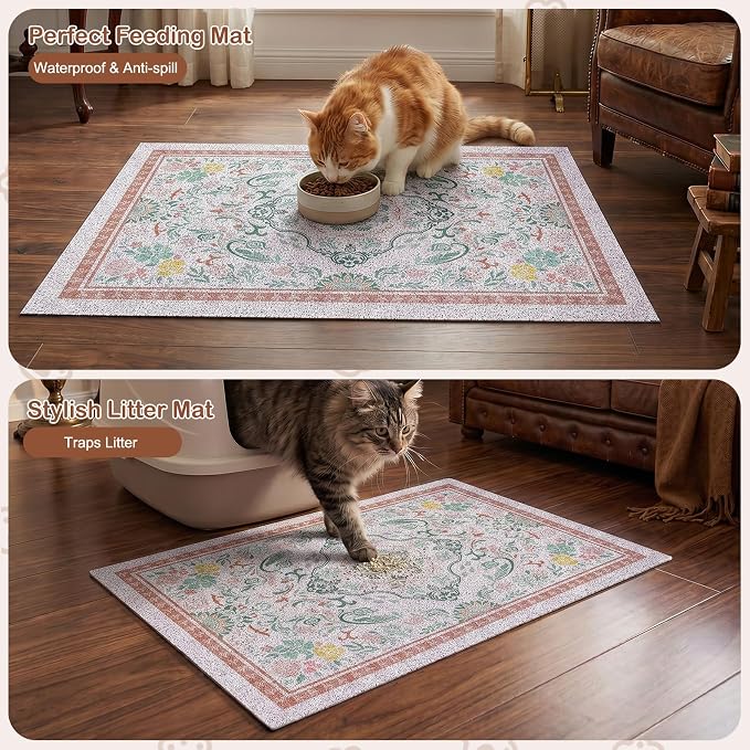 Glittme Cat Litter Mat, 24"x15" Non-Slip Washable Trapping Mat for Cats | Litter Trapping Mat With Thick PVC Coil To Catch Scatter, Soft On Paws And Waterproof Bottom To Protect Floors - Image 7