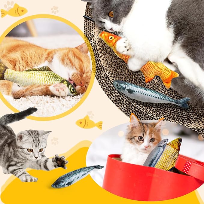 Catnip Toys 5 Pack - Simulation Fish Shape Realistic Fluffy Catnip Doll Interactive Pets Pillow Chew Bite Supplies for Cat Kitten Kitty - Image 6