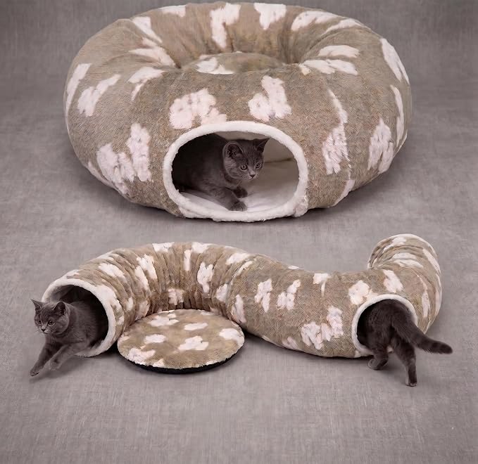 Pesen Cat Tunnel Bed with Soft Cushion for Indoor Cats and Kittens | Interactive Pet Toy Encourages Exploration, Supports Natural Instincts and Bonding for Cats, Small Dogs and Rabbits by Unknown