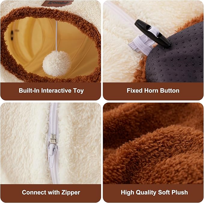ZOMISIA Cat Tunnel Bed for Indoor Cats, Cute Cat Donut Toy Tunnel for Small Large Cats, Peekaboo Pet Cave Play Tunnel for Kitten/Rabbit,Grey - Image 2