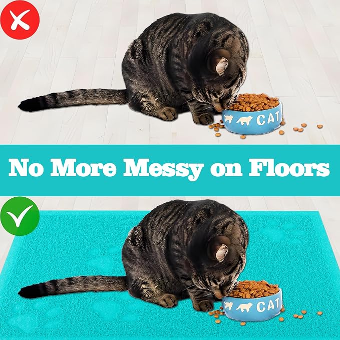 Darkyazi Cat Litter Box Mat for Floor Litter Trapping Mat Non-Slip Backing, Scatter Control, Easy Clean, Water Resistant, Soft on Paws (15.75" x 11.75",Lake Blue) - Image 5
