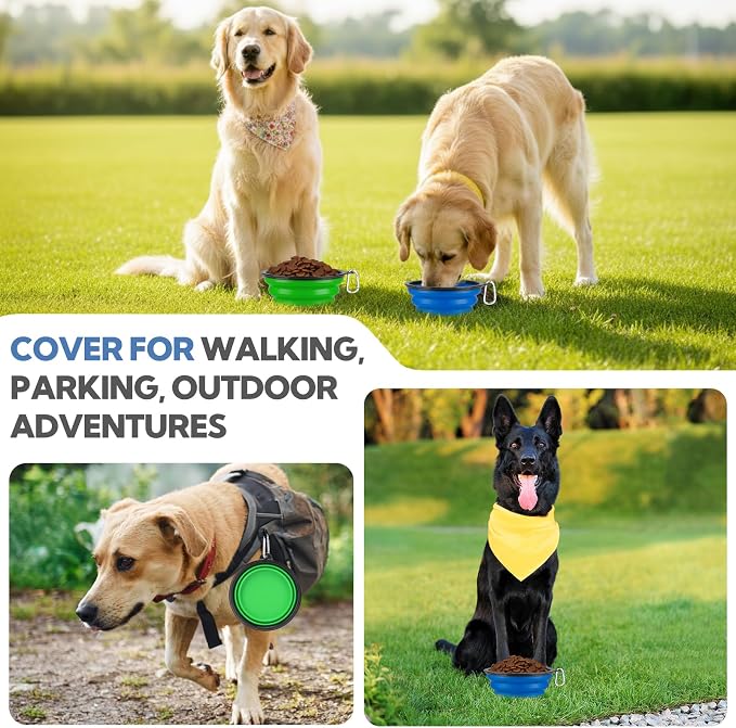 Collapsible Dog Bowl Large 34oz, Travel Dog Water Bowl Portable | 2 Pack, 2 Carabiner Clips, Silicone Travel Dog Bowl Foldable, Feeding Watering Dish Bowl, for Parking, Walking, Camping - Image 7