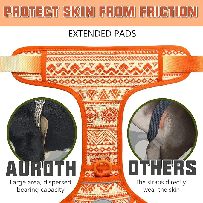 AUROTH Tactical Dog Harness for Large Dogs, Heavy Duty No Pull Pet Vest | Easy Control Handle, Adjustable, Reflective, Military K9, for Doberman Husky Walking Hunting Hiking, Bohemia Orange, X-Large - Image 4