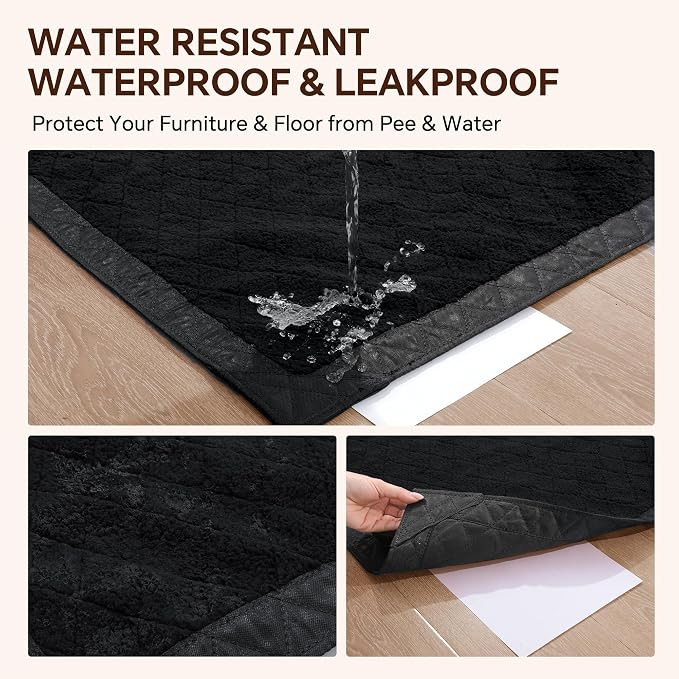 HOMBYS Edge-Reinforced Indestructible Dog Blanket 40"x28", Chew Proof Tear-Resistant Pet Blanket for Aggressive Chewers, Heavy-Duty Furniture Protector for Couch, Bed & Crate, Black - Image 6