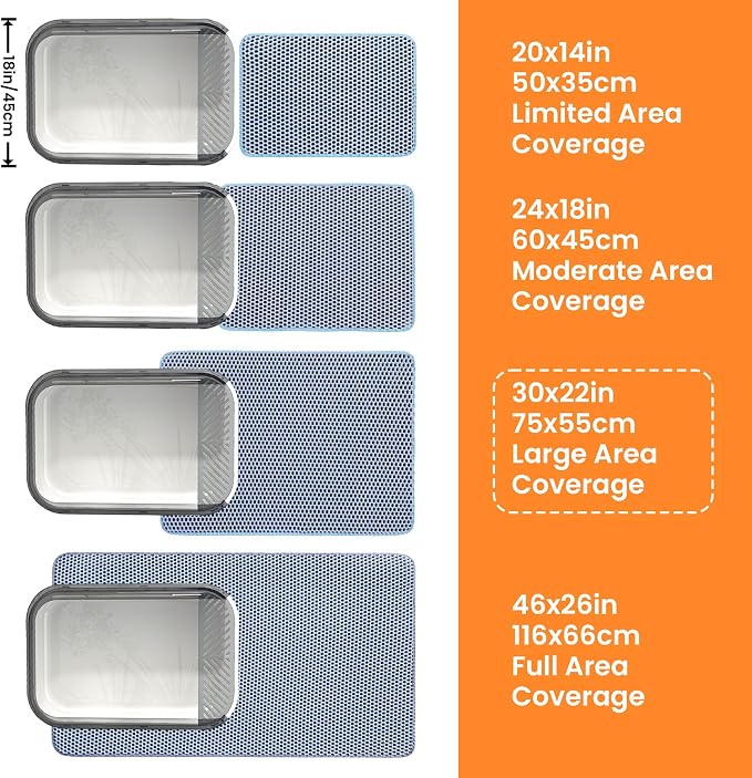 Extra Large Cat Litter Mat, Double Layer Honeycomb Design, Blue | 30x22”, Reduces Litter Tracking, Easy to Clean, Waterproof, Non-Slip, Soft on Paws, Scratch Resistant, Blue, XL - Image 9