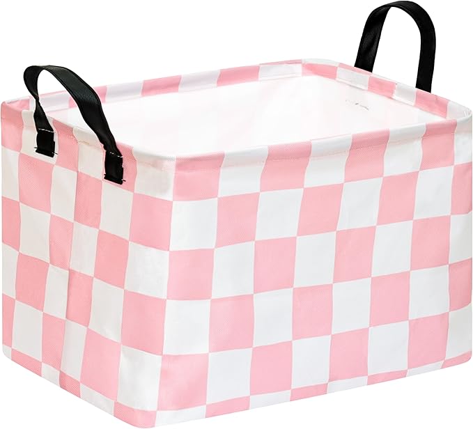 Kids Storage Basket Gift Basket for Girls Toy Organizer Nursery Bedroom Decor Waterproof Lined with Handles Pink Laundry Hamper by Unknown