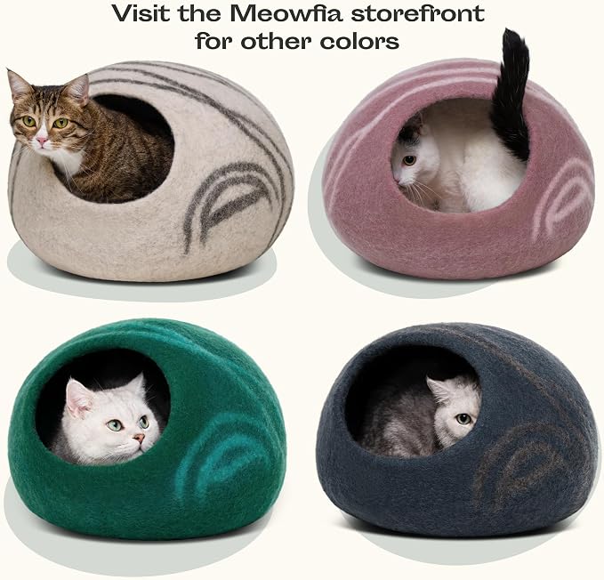 Cat Cave - Merino Wool Bed for Indoor Cats (Shining Tiger, Large) | Cat Bed Enclosure, Premium Felt, Handmade, Super Soft, Lightweight, Breathable, Adjustable Shape - Image 6