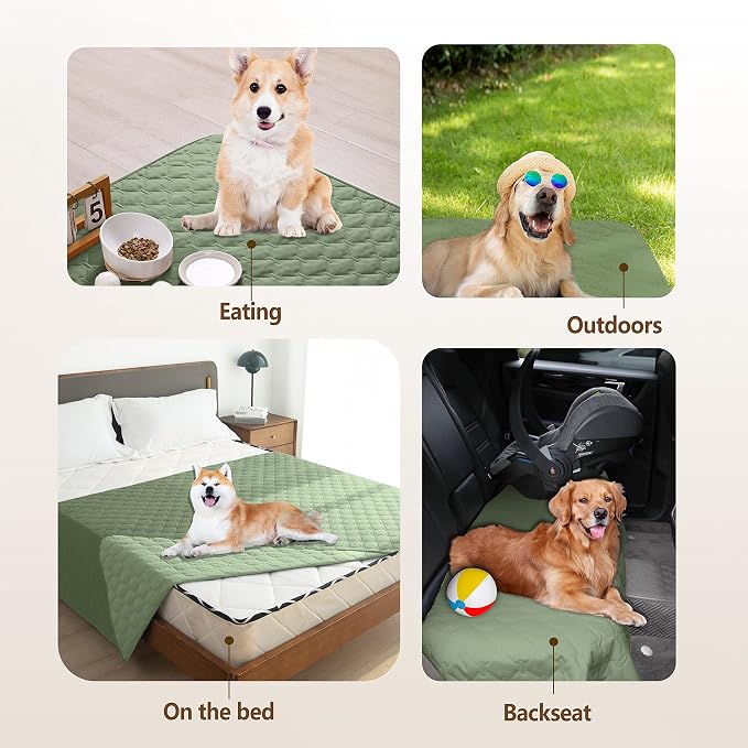 gogobunny 100% Double-Sided Waterproof Dog Bed Cover Pet Blanket Sofa Couch Furniture Protector for Puppy Large Dog Cat, Reversible (40x50 Inch (Pack of 1), Dark Green/Light Green) - Image 7