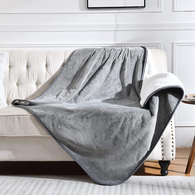 Soft Waterproof Blanket for Bed Couch Sofa, Grey, 60x80 inches | Liquid Pee Proof Pet Blanket for Dog Puppy Cat, Reversible Sherpa Fleece Blanket for Couch Cover, Furniture Protector by Yaning