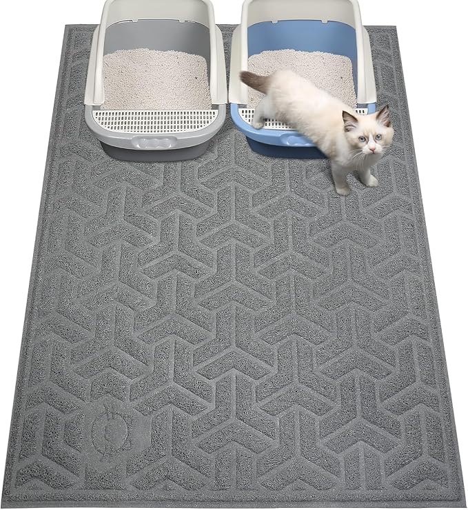 UPSKY Waterproof Cat Litter Mat Large 35" x 47" Soft on Kitty Paws, Gray | Litter Box Mat, Cat Litter Mat Litter Trapping Mat, Waterproof Scatter Control, For Indoor Cats, Easy to Clean by UPSKY