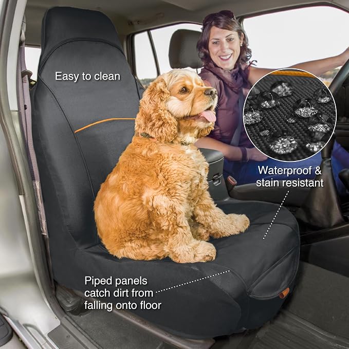 Kurgo Rover Bucket Seat Cover, Black | Protects Bucket Seats from Muddy Paws & Pet Hair, Waterproof, Stain Resistant, Large Storage Pocket, Secure Full Coverage Fit - Image 2