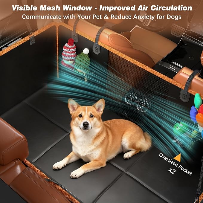Gusil Back Seat Extender for Dogs: Mobile Cozy Pet Den! Skin-Safe Padding, Heavy-Duty PU Leather with Hard Bottom, 450lb Capacity-Waterproof, Non-Slip, 45% More Space (Fits Cars, SUVs & Small Trucks) - Image 6
