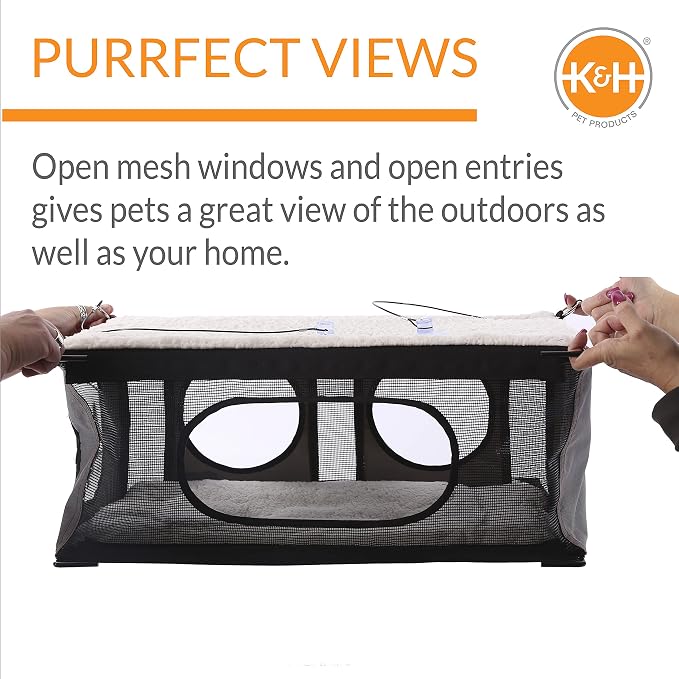 K&H Cat Window Perch, EZ Mount Window Penthouse Kitty Sill, 23x19in, Gray - Image 4