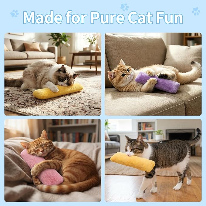 WOUSEDO Catnip Plush Pillows Toys 3 Pack, Crinkle Sound and Catnip Inside | Soft and Durable, Interactive Indoor Cat Kicker Toy for Kitten, Promotes Cat Exercise & Play, Companion for Indoor Cats Toy - Image 8