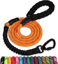 Rope Dog Leash 6 FT: Heavy Duty Leashes with Swivel Lockable Hook Reflective Threads Bungee and Padded Handle - Dog Lead for Large Small Medium Dogs Outside Walking Hiking Orange by jenico