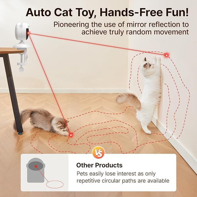 Potaroma Smart Sensor Cat Laser Toys Interactive, Motion Activated Truly Random Trjajectory, Clamp Design, Automatic Chargeable Kitten Toy Indoor Exercise, Cream White | Motion Activated Truly Random Trjajectory, Clamp Design, Automatic Chargeable Kitt... - Image 6