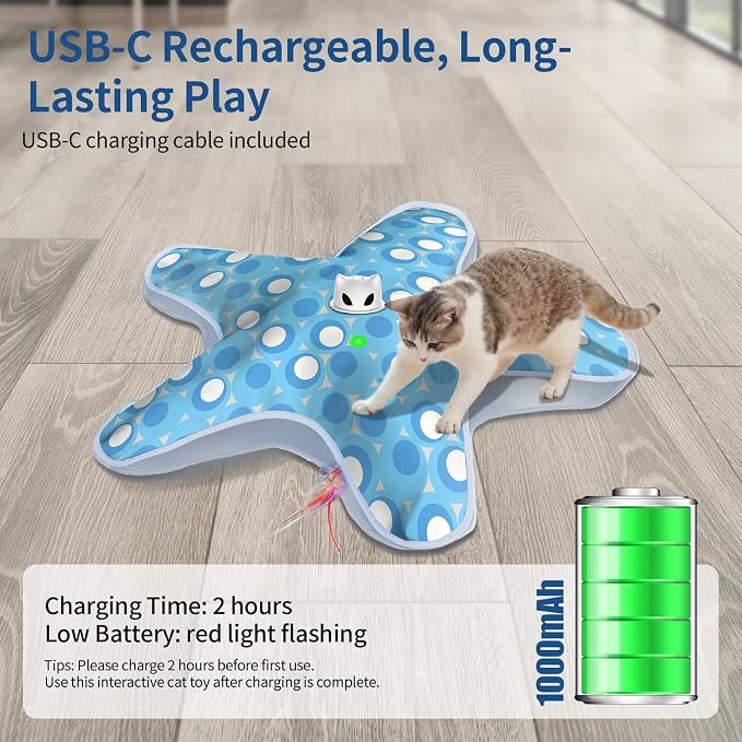 Interactive Cat Toys for Indoor Cats with Moving Concealed Feathers | Rechargeable Automatic Cat Toy, 3-Mode Touch Activated Kitten Toys, Hide and Seek Toy for Indoor Bored Adult Cats & Kittens - Image 5
