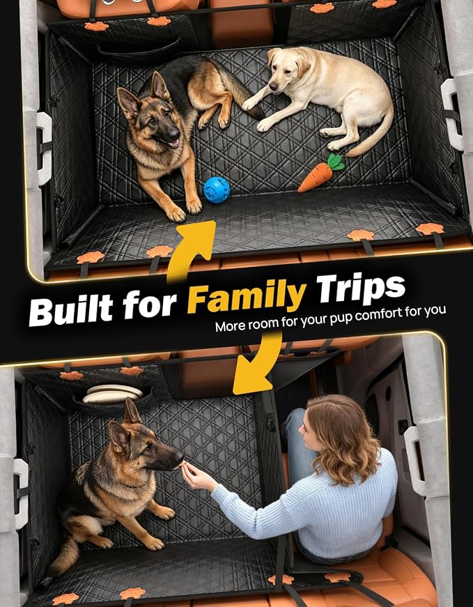 JOYTUTUS Back Seat Extender for Dogs, PU Leather Dog Car Seat Cover with Hard Bottom, Dog Hammock with Mesh Window, Dog Car Seat Cover for Full Size Truck&SUV, Holds 440 lbs - Image 4