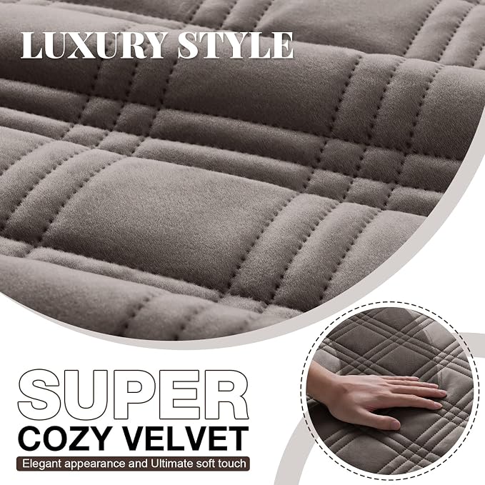 TAOCOCO 100% Waterproof Recliner Chair Cover, Recliner Covers for Recliner Chair with Pocket, Non Slip Reclining Chair Cover Furniture Protector for Kids, Pets(23.6'', Chocolate-Velvet) - Image 2