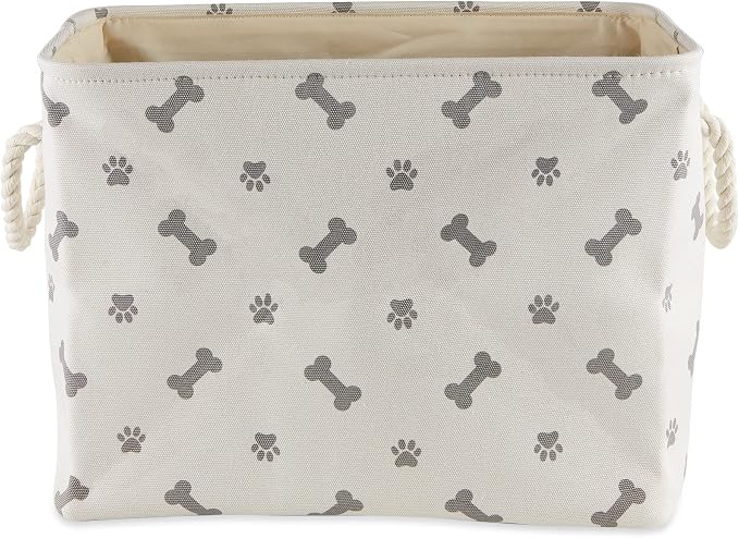 Bone Dry Pet Storage Collection Paw and Bone Print, Small Rectangle, 14x8x9, Gray - Image 4