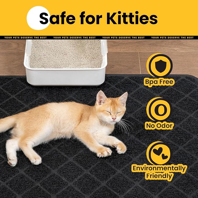Conlun Cat Litter Mat Litter Trapping Mat, 24" x 17" Premium Durable PVC Grid Mesh with Scatter Control, Non-slip, Less Waste Cat Litter Box Mat, Soft on Kitty’s Paws, Urine Waterproof - Image 8