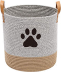 Cotton dog toy basket storage, puppy toy basket, puppy bins, laundry basket blanket storage bin - Perfect for organizing pet toys, blankets, leashes, pee mats and diapers - Graykhaki by Brabtod