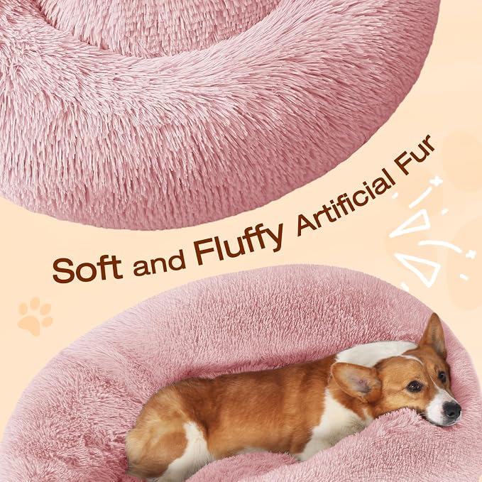 JOLLYVOGUE Dog & Cat Bed, Calming Anti-Anxiety Pet Bed for Small Dogs, Fluffy Donut Cushion for Small and Medium Pets (20") - Image 3