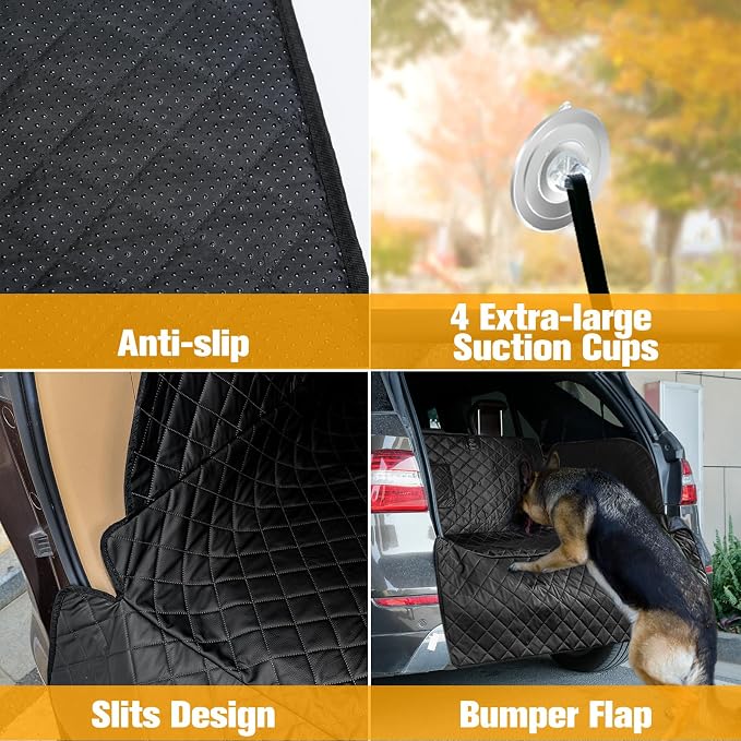 PETICON SUV Cargo Liner for Dogs, PU Leather Trunk Cover with Bumper Flap | Waterproof Pet Cargo Cover with Side Flaps, Dog Car Seat Cover with Non-Slip Mat Prevents Scratches, Pet Hair, Mud, and Dirt - Image 7
