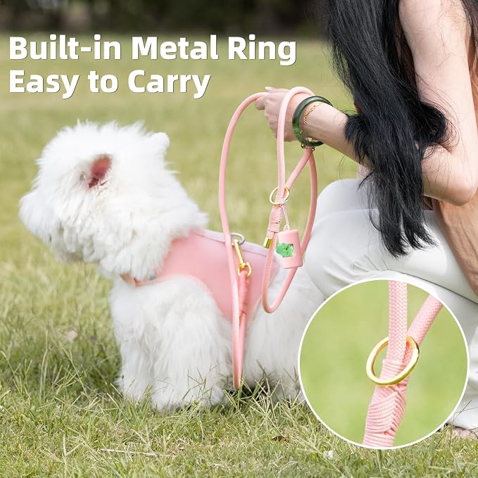 5FT Dog Leash 5/16 inch Puppy Cat Rope Lead | Light Pink,with Anti-tangle Swivel Clip, Comfortable Non-slip Grip Handle, Ideal for Daily Walks, for Small Medium Dogs - Image 5