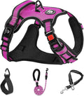 NESTROAD No Pull Dog Harness,Adjustable Oxford Dog Vest Harness with Leash,Reflective No-Choke Pet Harness with Easy Control Soft Handle for Small Medium Dogs(Medium,Fuchsia Pink) by NESTROAD