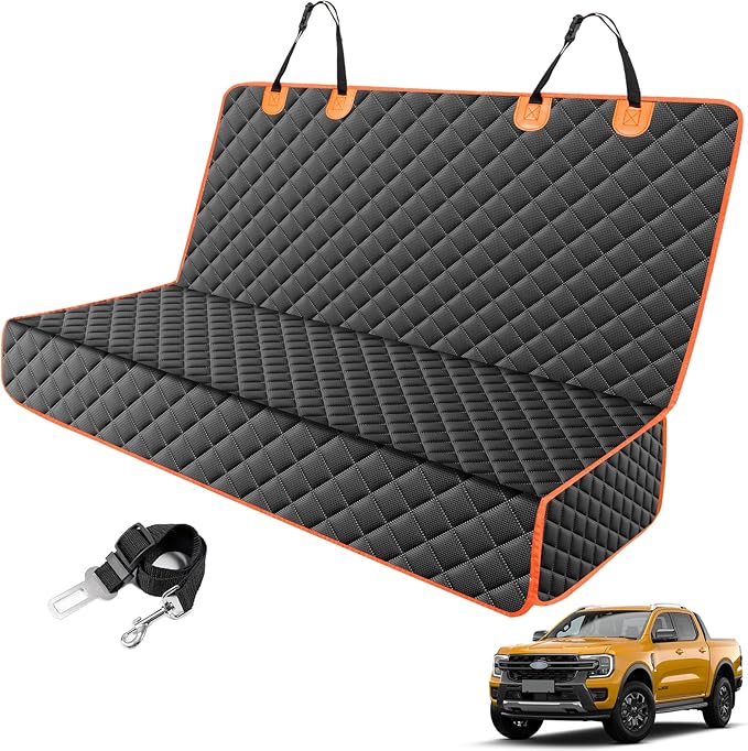 MIXJOY Truck Back Seat Cover for Dogs, Waterproof Pet Seat Covers for Trucks, Dog Cover for Truck Back Seat, Nonslip Pet Bench Seat Cover for Ford F150 F250 F350/Chevrolet Silverado/GMC/Ram by MIXJOY
