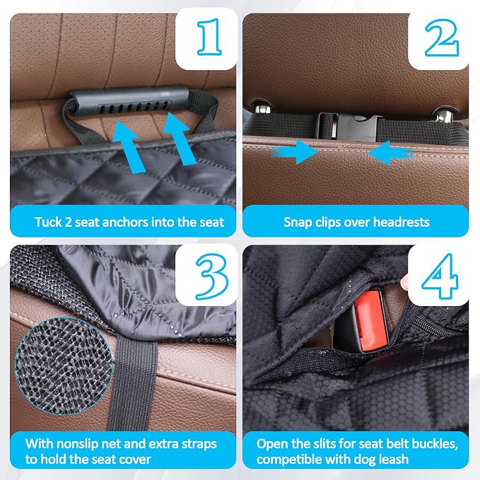 Dog Car Seat Cover for Back Seat Pet Cover for Dogs Waterproof Car Seat Protector Bench Seat Cover, Scratchproof Nonslip Durable Car Seat Covers for SUV,Truck &Cars (Standard Size:52W*48L) - Image 4