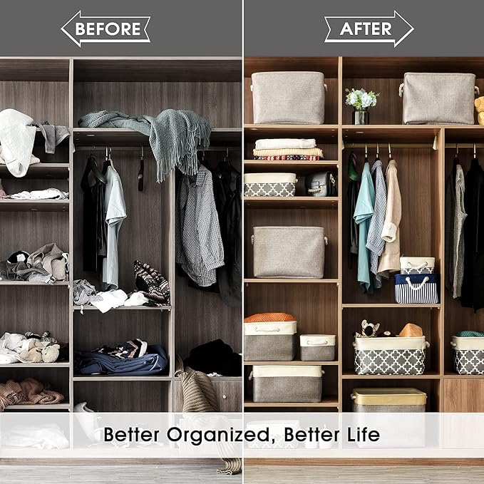 TheWarmHome Storage Bins - 3PCS Fabric Storage Baskets for Organizing Shelves | Large Basket Closet Organizer for Home Shelf Dog Laundry Organization | Collapsible Storage Cubes W/Handles - Image 6