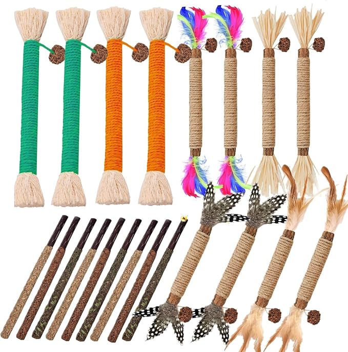 21 Pack Silvervine Cat Chew Sticks - Natural Kitten Toy for Cats by GREMBEB