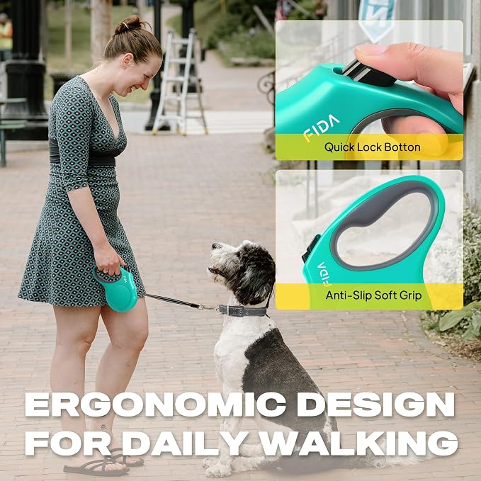 Fida Retractable Dog Leash Large Breed, Heavy Duty 16 ft Dog Walking Leash, up to 110 lbs, 360° Tangle Free, Teel - Image 5