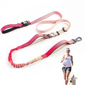 Heavy Duty Hands Free Dog Leash, 5-7 FT Reflective Adjustable Waist Dog Leash Belt with Padded Handles, Shock Absorbing Bungee and Car Seat Belt for Large Medium Dogs (Gradient Rose, XL) by JETOG