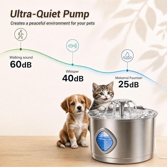 Replacement Water Pump for LUMOVET 95oz/2.8L Cat Water Fountain | Low Noise 5V Water Pump with LED Light - Image 4