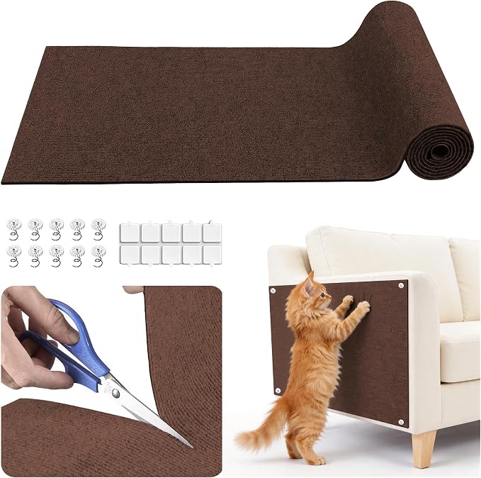 Large Cat Scratcher, 78.7x15.7 Cat Scratch Furniture Protector | Trimmable, No-Shedding Cat Scratch Pad with Self-Adhesive Backing for Climbing, Protects Walls and Couch, Brown by Petinstinct