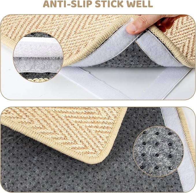 Cat Scratch Furniture Protector Pad Sisal Mat for Couch Scratching Board | 2 Packs, 23.6" x 15.7", with Catnip, Natural Sisal, for Indoor, Hallway - Image 3