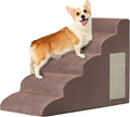 Dog Stairs for Small Dogs 22.6" H, Dog Ramp for Bed, 5-Step, Coffee | Dog Steps for Bed, Couch, Pet Stairs with Non-Slip Bottom Design, Cat Scratching,High Density Foam Portable Pet Steps, Indoor by Ahpmeoa