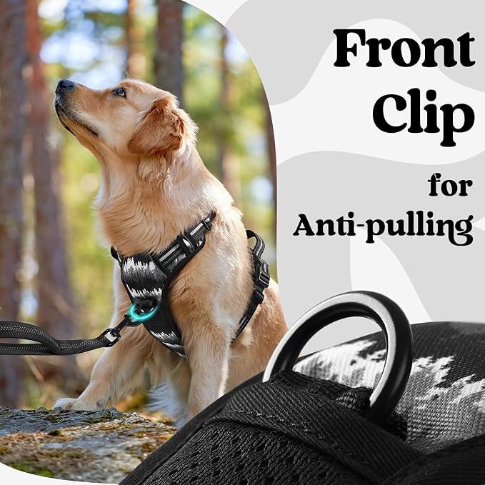rabbitgoo Dog Harness Small Sized, Updated Easy On & Off with 3 Buckles | No Pull No Choke, Walking with 2 Clips and Handle, Adjustable Soft Reflective, Mountain Black, Small - Image 6