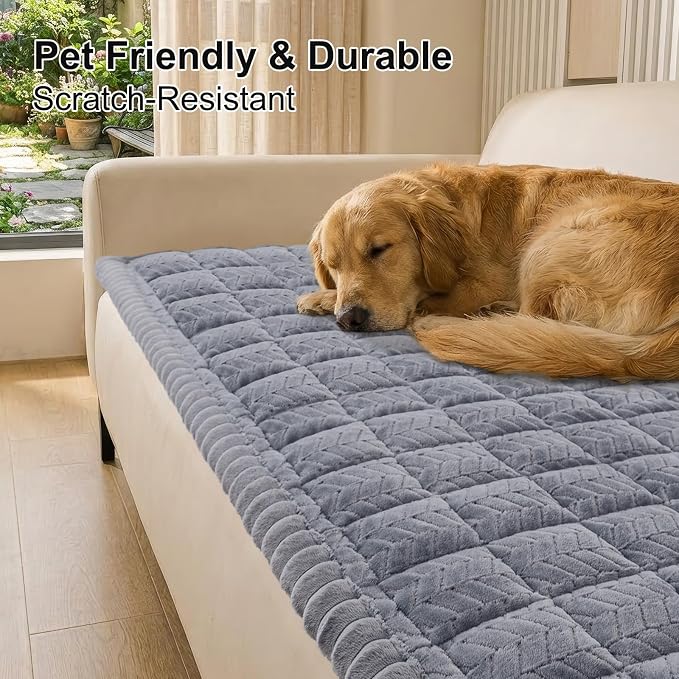 Smiry Couch Cover for Dogs, Non Slip Fuzzy Pet Sofa Covers Washable | Sofa Slipcovers for 3 Cushion Couch, Soft Thick Furniture Protector for Cats Dogs, Against Fur, Dirt, Scratch (27.6"x82.7") - Image 2