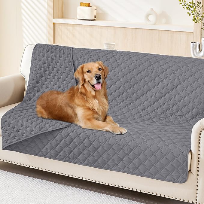 Smiry Waterproof Reversible Pet Couch Covers for Dogs | Pet Friendly, Soft Fabric, Washable Sofa Furniture Protector for Dogs Cat Kids, Checkered (52"x82", Grey/Grey) by Smiry